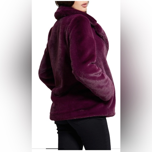 GUESS  women Corinne Faux Fur Coat dark purple - Picture 3 of 10